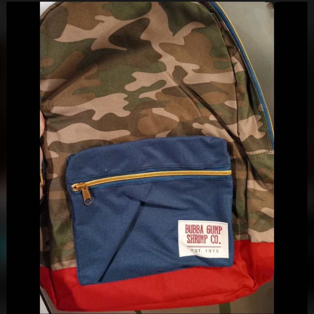 Bubba Gump Shrimp Co. Camo, blue, red unisex backpack 🎒